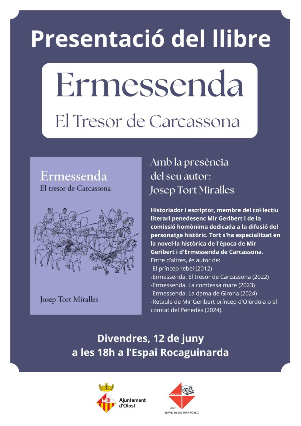 Presentació del llibre Ermessenda, El Tresor de Carcassona, amb l'autor Josep Tort